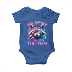 Funny Autism Awareness Racoon Baby Onesie Rizz Em With The Tism Meme Autistic TS11 Royal Blue Print Your Wear