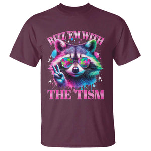 Funny Autism Awareness Racoon T Shirt Rizz Em With The Tism Meme Autistic TS11 Maroon Print Your Wear