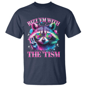 Funny Autism Awareness Racoon T Shirt Rizz Em With The Tism Meme Autistic TS11 Navy Print Your Wear
