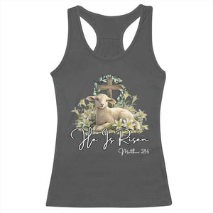 He Is Risen Racerback Tank Top Christian Religious Easter Day Bible Verse Sheep TS11 Dark Heather Print Your Wear