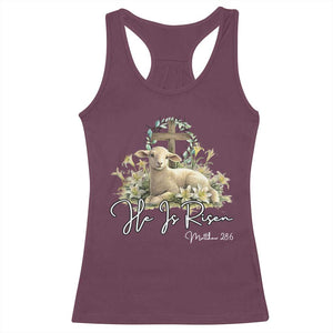 He Is Risen Racerback Tank Top Christian Religious Easter Day Bible Verse Sheep TS11 Maroon Print Your Wear