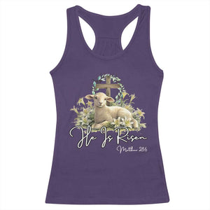 He Is Risen Racerback Tank Top Christian Religious Easter Day Bible Verse Sheep TS11 Purple Print Your Wear