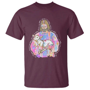 He Is Risen T Shirt Christian Religious Easter Day Bible Verse Sheep Glitter Print TS11 Maroon Print Your Wear