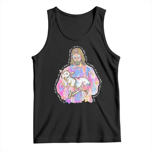 He Is Risen Tank Top Christian Religious Easter Day Bible Verse Sheep Glitter Print TS11 Black Print Your Wear
