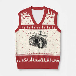A Lot Can Happen In 3 Days V-Neck Knit Sweater Vest Easter Day Good Friday Religious Christian - Print Your Wear