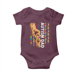 Autism Dad Awareness American Flag Fist Bump Baby Onesie TS11 Maroon Print Your Wear