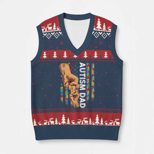 Autism Dad Awareness American Flag Fist Bump V-Neck Knit Sweater Vest TS11 Navy Red Print Your Wear