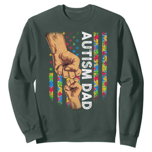Autism Dad Awareness American Flag Fist Bump Sweatshirt TS11 Dark Forest Green Print Your Wear