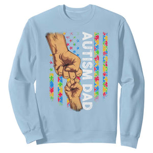 Autism Dad Awareness American Flag Fist Bump Sweatshirt TS11 Light Blue Print Your Wear