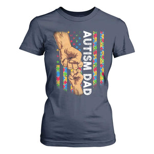 Autism Dad Awareness American Flag Fist Bump T Shirt For Women TS11 Navy Print Your Wear