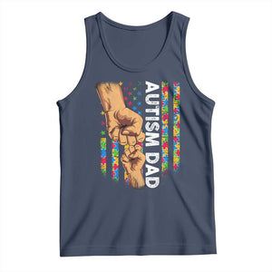 Autism Dad Awareness American Flag Fist Bump Tank Top TS11 Navy Print Your Wear