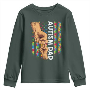 Autism Dad Awareness American Flag Fist Bump Youth Sweatshirt TS11 Dark Forest Green Print Your Wear