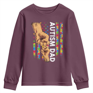 Autism Dad Awareness American Flag Fist Bump Youth Sweatshirt TS11 Maroon Print Your Wear