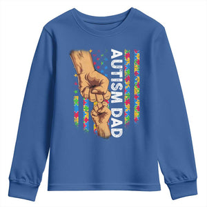 Autism Dad Awareness American Flag Fist Bump Youth Sweatshirt TS11 Royal Blue Print Your Wear