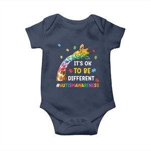 It's Ok To Be Different Autism Awareness Baby Onesie Rainbow Giraffe Puzzle TS11 Navy Print Your Wear