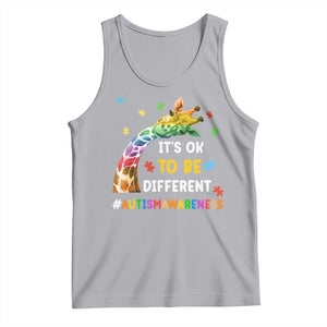 It's Ok To Be Different Autism Awareness Tank Top Rainbow Giraffe Puzzle TS11 Athletic Heather Print Your Wear