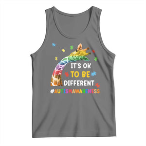 It's Ok To Be Different Autism Awareness Tank Top Rainbow Giraffe Puzzle TS11 Black Heather Print Your Wear
