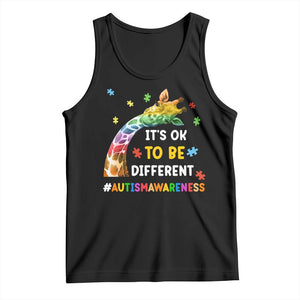 It's Ok To Be Different Autism Awareness Tank Top Rainbow Giraffe Puzzle TS11 Black Print Your Wear