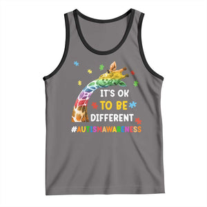 It's Ok To Be Different Autism Awareness Tank Top Rainbow Giraffe Puzzle TS11 Deep Heather Black Print Your Wear