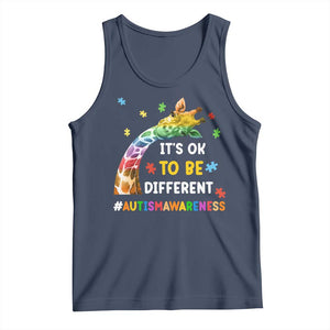 It's Ok To Be Different Autism Awareness Tank Top Rainbow Giraffe Puzzle TS11 Navy Print Your Wear