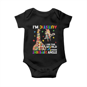 Funny I'm Autistic I See The World Form Different Angle Baby Onesie Puzzle Giraffe TS11 Black Print Your Wear