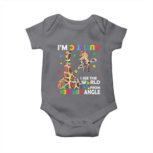 Funny I'm Autistic I See The World Form Different Angle Baby Onesie Puzzle Giraffe TS11 Charcoal Print Your Wear