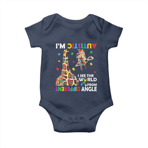 Funny I'm Autistic I See The World Form Different Angle Baby Onesie Puzzle Giraffe TS11 Navy Print Your Wear