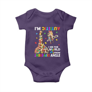 Funny I'm Autistic I See The World Form Different Angle Baby Onesie Puzzle Giraffe TS11 Purple Print Your Wear