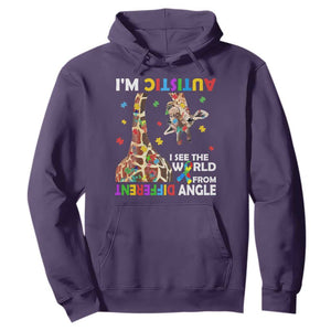 Funny I'm Autistic I See The World Form Different Angle Hoodie Puzzle Giraffe TS11 Purple Print Your Wear