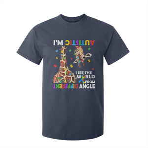 Funny I'm Autistic I See The World Form Different Angle T Shirt For Kid Puzzle Giraffe TS11 Navy Print Your Wear