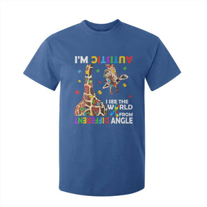 Funny I'm Autistic I See The World Form Different Angle T Shirt For Kid Puzzle Giraffe TS11 Royal Blue Print Your Wear
