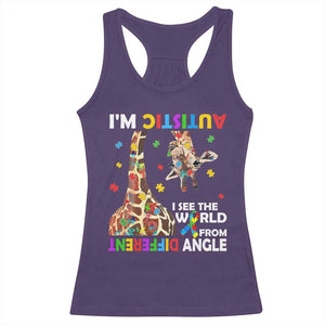 Funny I'm Autistic I See The World Form Different Angle Racerback Tank Top Puzzle Giraffe TS11 Purple Print Your Wear