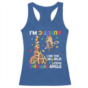 Funny I'm Autistic I See The World Form Different Angle Racerback Tank Top Puzzle Giraffe TS11 Royal Blue Print Your Wear