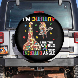 Funny I'm Autistic I See The World Form Different Angle Spare Tire Cover Puzzle Giraffe TS11 No hole Black Print Your Wear