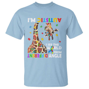 Funny I'm Autistic I See The World Form Different Angle T Shirt Puzzle Giraffe TS11 Light Blue Print Your Wear
