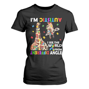 Funny I'm Autistic I See The World Form Different Angle T Shirt For Women Puzzle Giraffe TS11 Black Print Your Wear