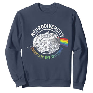 Neurodiversity Celebrate The Spectrum Sweatshirt Brain Autism Awareness ASD ADHD TS11 Navy Print Your Wear