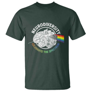 Neurodiversity Celebrate The Spectrum T Shirt Brain Autism Awareness ASD ADHD TS11 Dark Forest Green Print Your Wear