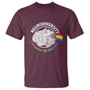 Neurodiversity Celebrate The Spectrum T Shirt Brain Autism Awareness ASD ADHD TS11 Maroon Print Your Wear