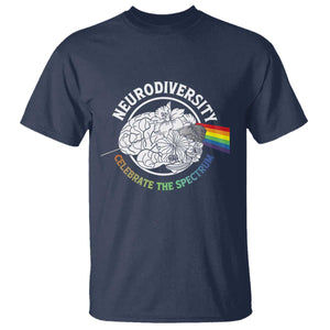 Neurodiversity Celebrate The Spectrum T Shirt Brain Autism Awareness ASD ADHD TS11 Navy Print Your Wear