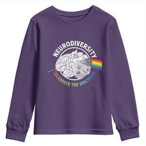 Neurodiversity Celebrate The Spectrum Youth Sweatshirt Brain Autism Awareness ASD ADHD TS11 Purple Print Your Wear