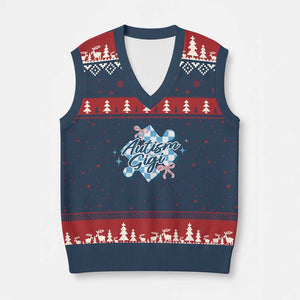 Autism Gigi Coquette Puzzle Piece Pink Bow V-Neck Knit Sweater Vest TS11 Navy Red Print Your Wear