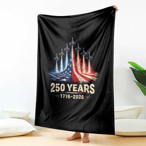 250 Years American 1776 2026 Throw Blanket USA 250th Anniversary 4th of July US Flag Jets TS11 Print Your Wear