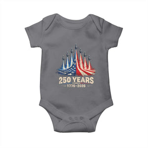 250 Years American 1776 2026 Baby Onesie USA 250th Anniversary 4th of July US Flag Jets TS11 Charcoal Print Your Wear