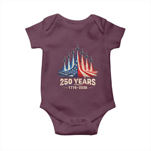 250 Years American 1776 2026 Baby Onesie USA 250th Anniversary 4th of July US Flag Jets TS11 Maroon Print Your Wear