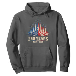 250 Years American 1776 2026 Hoodie USA 250th Anniversary 4th of July US Flag Jets TS11 Dark Heather Print Your Wear
