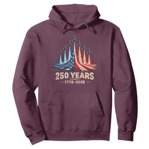 250 Years American 1776 2026 Hoodie USA 250th Anniversary 4th of July US Flag Jets TS11 Maroon Print Your Wear