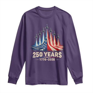 250 Years American 1776 2026 Long Sleeve Shirt USA 250th Anniversary 4th of July US Flag Jets TS11 Purple Print Your Wear
