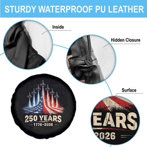250 Years American 1776 2026 Spare Tire Cover USA 250th Anniversary 4th of July US Flag Jets TS11 Print Your Wear