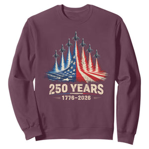 250 Years American 1776 2026 Sweatshirt USA 250th Anniversary 4th of July US Flag Jets TS11 Maroon Print Your Wear